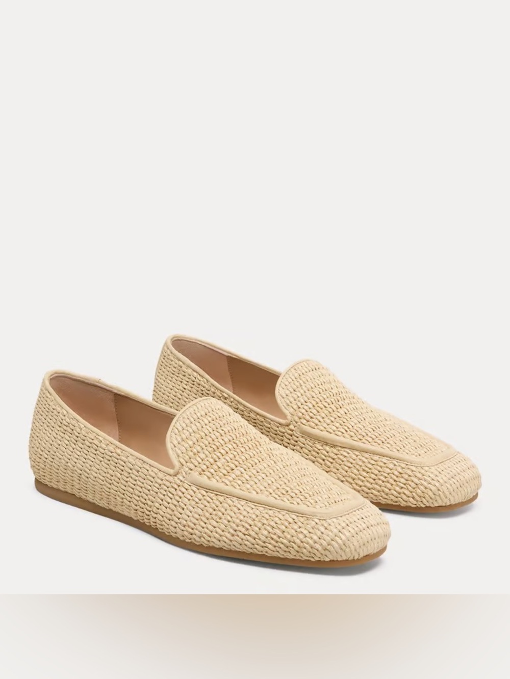 NEW - Stuart Weitzman Lee Raffia Leather Loafers in Vanilla nude - Size 7.5